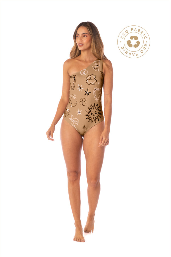 SYMBOLS ONE SHOULDER ONE PIECE
