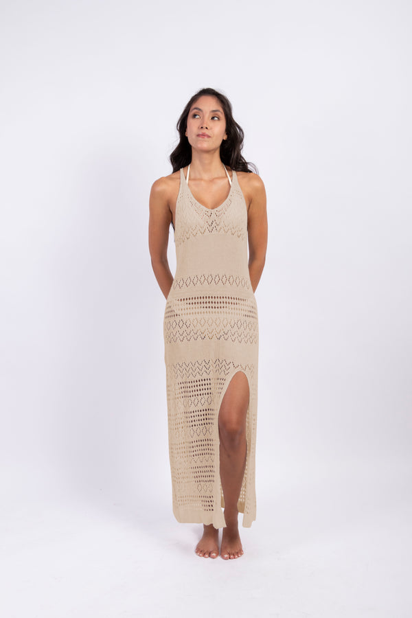 ARENA LONG CROCHET KNIT DRESS