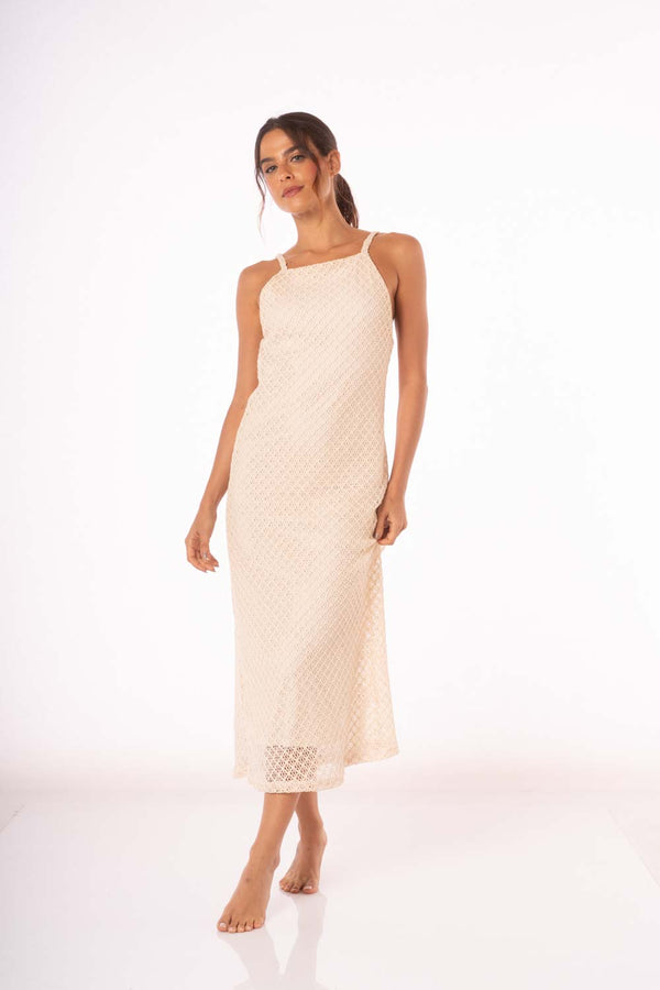 I'M WHITE MACRAME KNIT DRESS