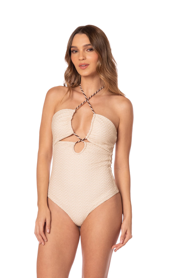 I'M IVORY MESH HALTER STRAP ONE PIECE