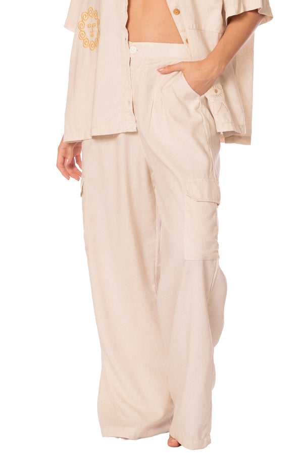 I'M IVORY CARGO PANTS