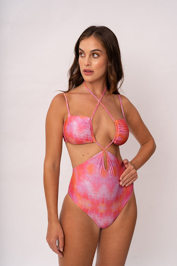 Aura Knotted Neck Cut Out One Piece