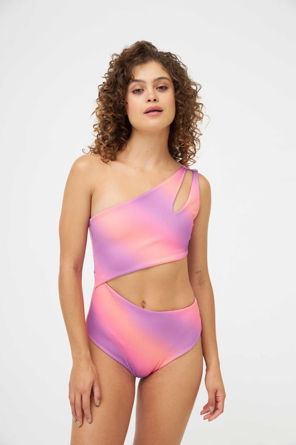 Sunset One Shoulder Cut Out One Piece